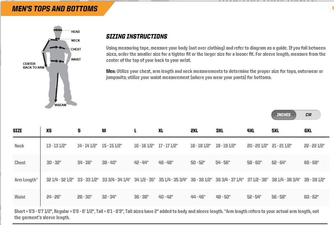 511 Tactical Size Chart